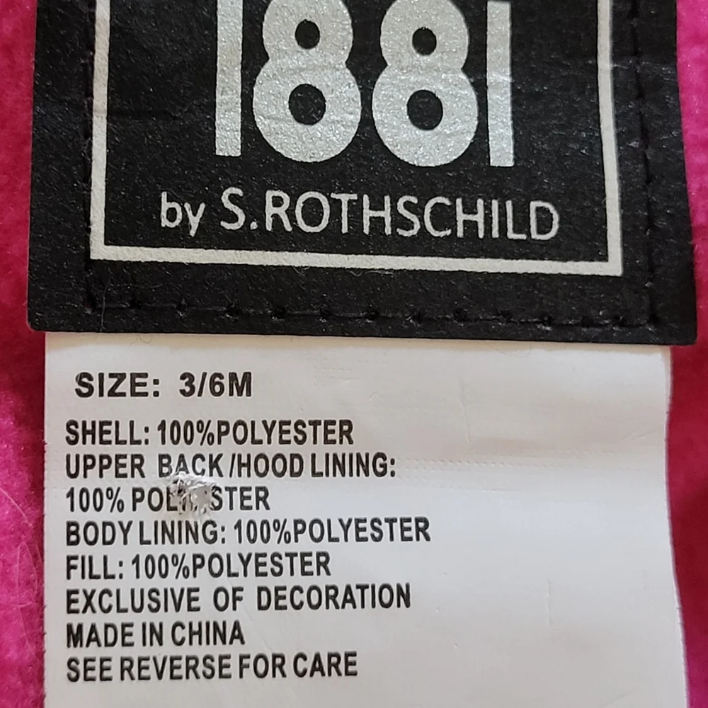 1881 S. Rothschild Snowsuit Pram Suit One Piece Magenta Pink Outerwear 3-6mo NEW